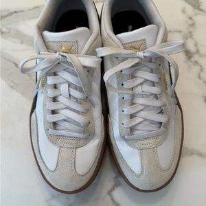 Puma White and Tan Women's Platform Sneakers